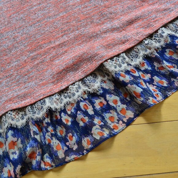 LOGO Lori Goldstein Space Dye Sweater Knit Top with Tier Red US S - Picture 6 of 12